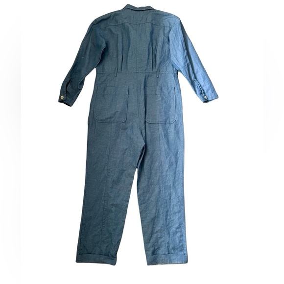 ALEX MILL Chambray Linen/Cotton Expedition Long Sleeve Jumpsuit NWT Size Medium - Picture 6 of 10